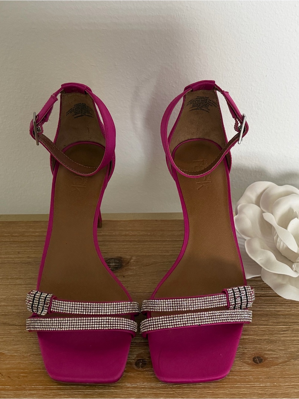 Women’s Pink Ankle-Strap Rhinestone Sandals